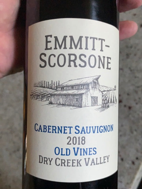 2018 EMMITT-SCORSONE CABERNET SAUVIGNON OLD VINES, DRY CREEK VALLEY SONOMA COUNTY CALIFORNIA